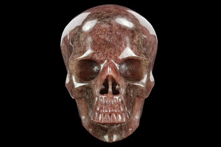 Realistic, Carved Strawberry Quartz Crystal Skull #127570